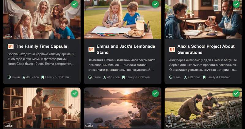 Раздел Чтение на платформе LangSecret