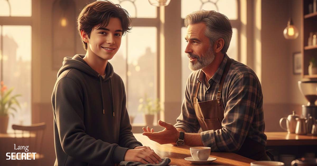 Подросток Alex в первый рабочий день в кафе дяди Oliver