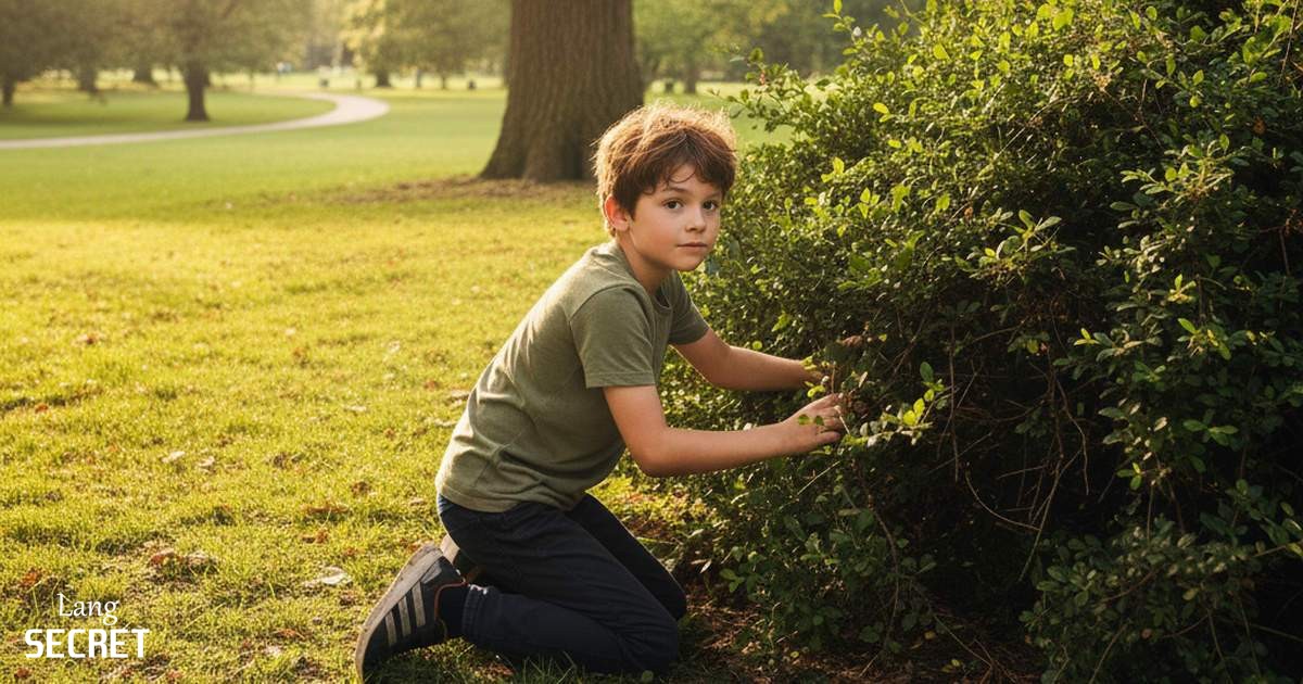 Джек ищет в кустах футбольный мяч