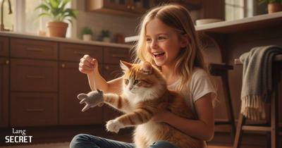 Рыжий кот играет с игрушечной мышкой и Эммой